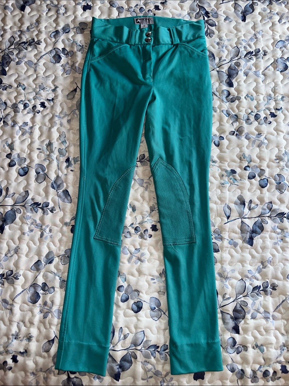 Dover Saddlery Riding Sport Girls Teal Riding Pants Breeches Size 12